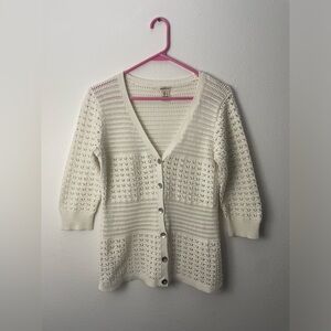 DKNY crochet cardigan button up sweater size L